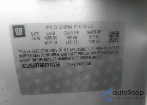 2016 Chevrolet Malibu 1Lt z USA, uszkodzony, nr VIN 1G1ZE5ST0GF319766